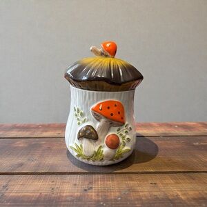Vintage Ceramic Merry Mushroom Canister